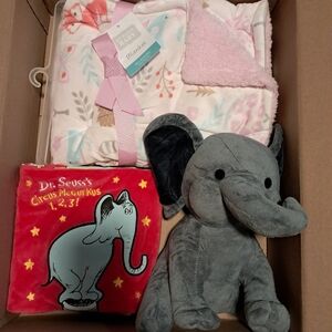 Hudson Baby Pink and Gray Floral Blanket Bundle